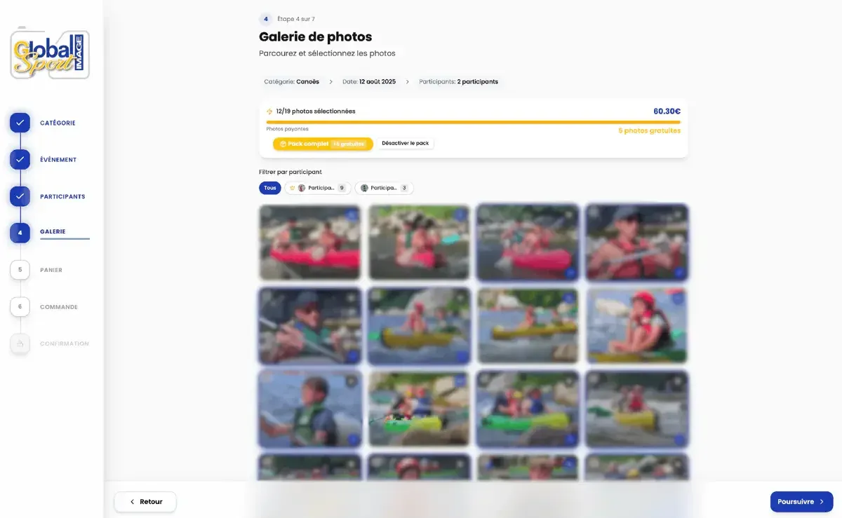 Parcours d'inscription de l'application GlobalSport Image